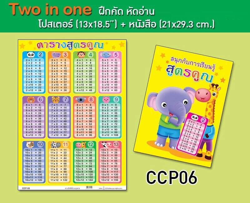 ฝึกคัด ฝึกอ่าน สูตรคูณ โปสเตอร์+หนังสือ  (1*12)