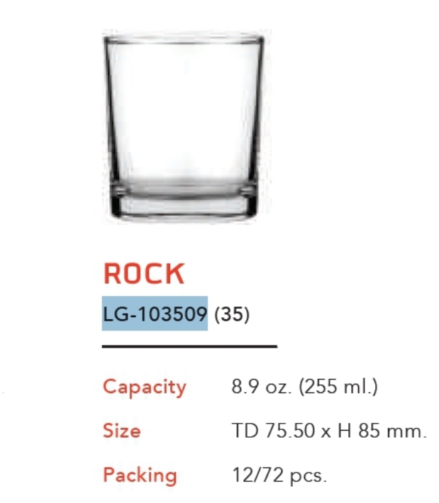 แก้ว ROCK ใส 8.9 Oz. (255ml.) สินค้า10บาท 103509(35)