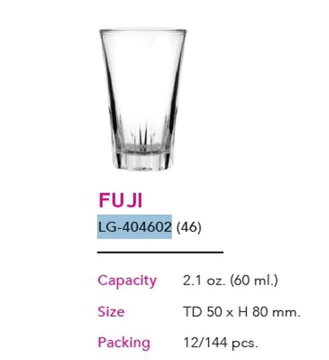 แก้ว FUJI ใส 2.1 Oz. (60ml.) สินค้า10บาท 404602(46)