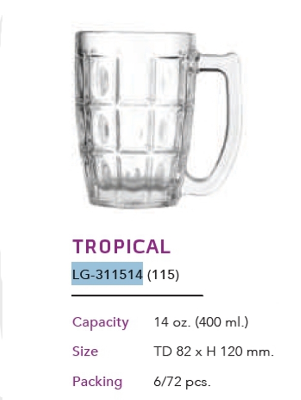 แก้วหู TROPICAL ใส 14 Oz. (400ml.) 1*72 LG10214 LG-311514(115)