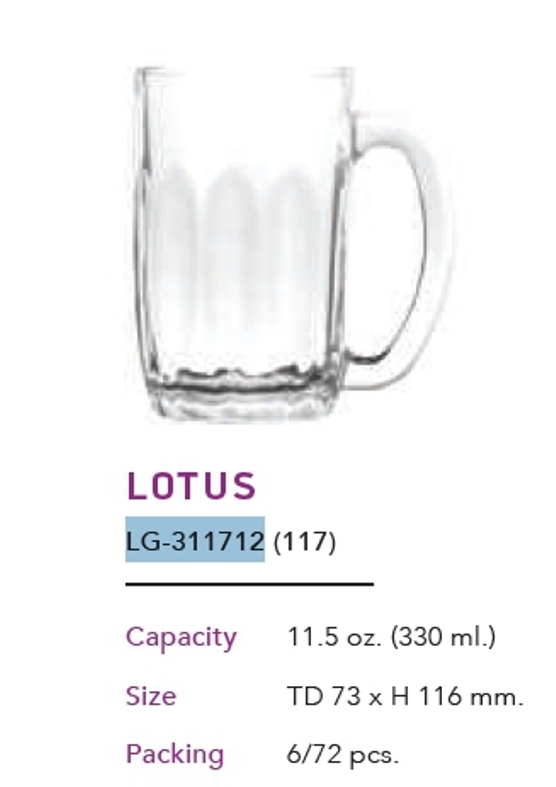 แก้วหู LOTUS ใส 11.5 Oz. (330ml.) 1*72