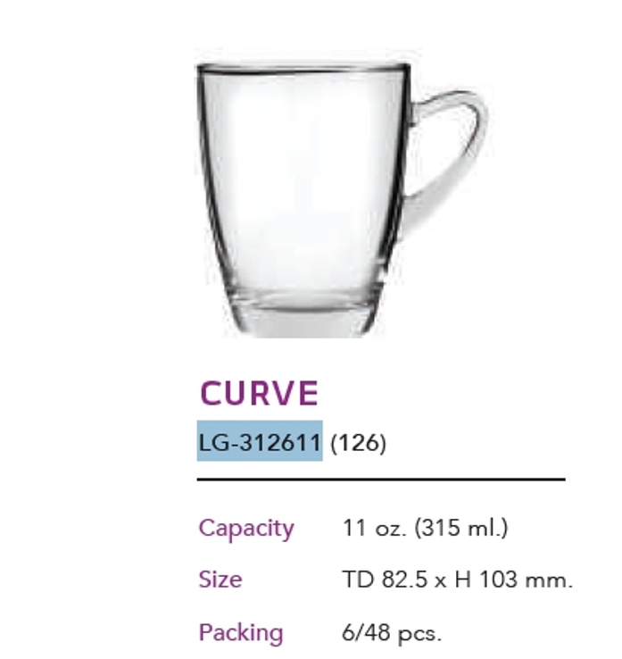 แก้วหู CURVE ใส 11 Oz. (315ml.) 1*48