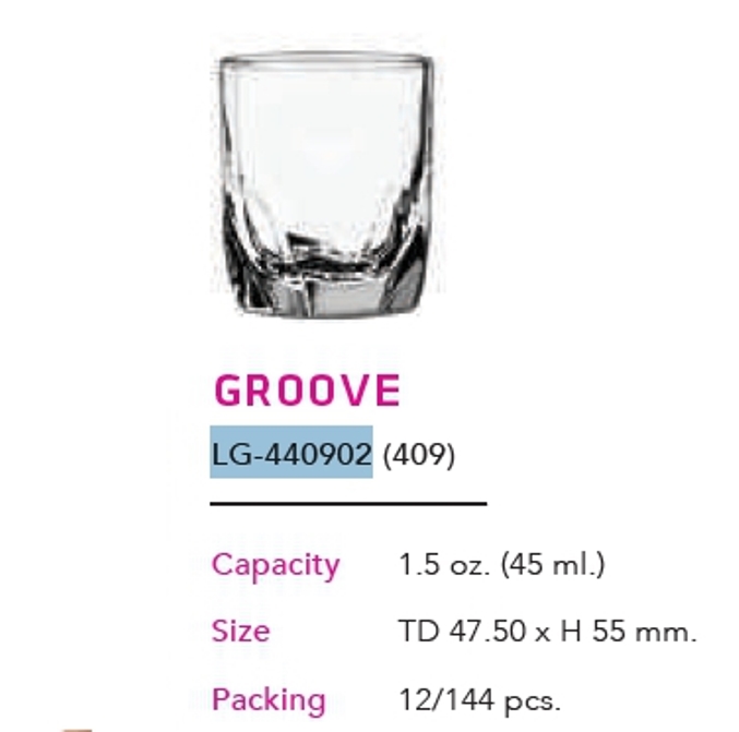 แก้ว GROOVE ใส 1.5 Oz. (45ml.) สินค้า10บาท