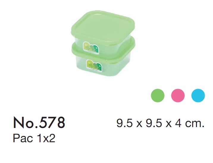 กล่องเหลี่ยมเล็ก 1x2 ถนอมอาหาร ตัวใสฝาสี 1*12