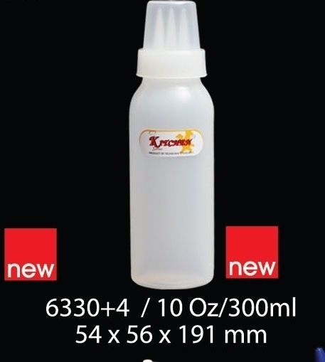 ขวดซอส 10 ออนซ์ ฝา 3 รู มีฝาครอบ 300 ml. ขนาด 54x56x191 mm. (1*72)