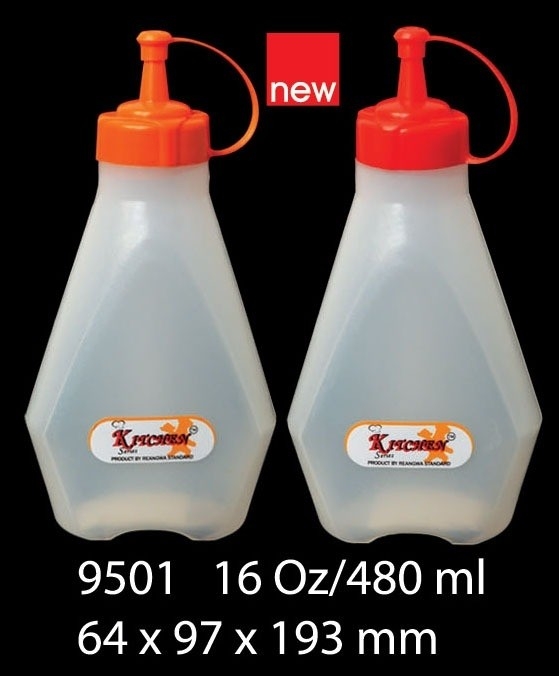 ขวดซอส ฐานเหลี่ยม 16 ออนซ์ ตัวสีใส 480 ml. ขนาด 64x97x193 mm. (1*72)