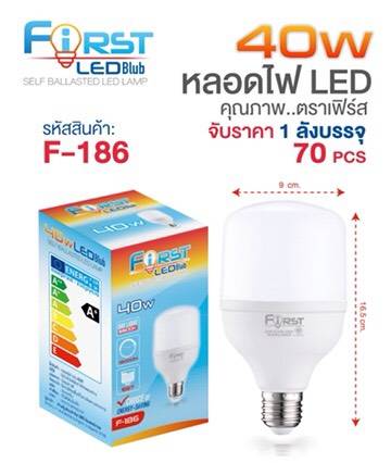 หลอดไฟ LED หัวกลม เหลี่ยม 40W 9x16.5  **50บาท/ชิ้น ขั้นต่ำ 6 ชิ้น