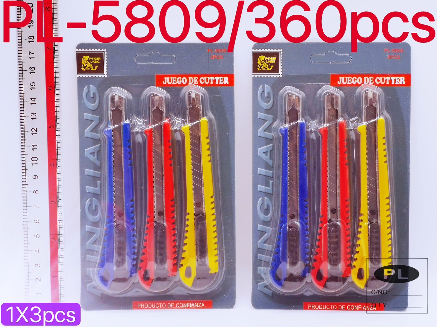 คัตเตอร์พลาสติกเล็ก 1x3 คละสี 1*240 YW84236